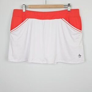 Penguin Women's White Orange  Colorblock Tennis Skort Skirt Stretch Size XL